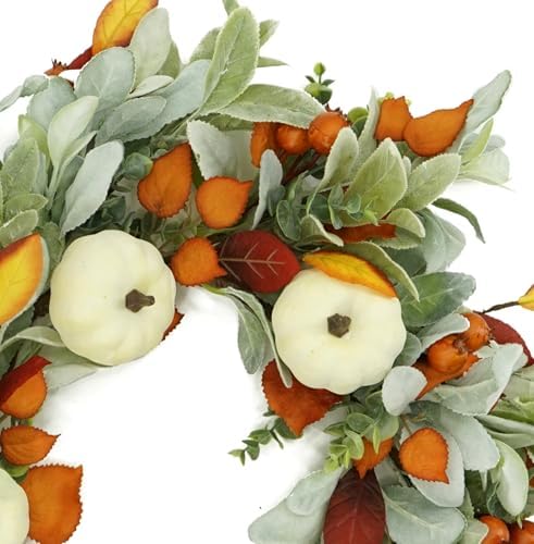 Fall Wreaths for Front Door Autumn Pumpkin Wreath for Home Decor, alternate view 4