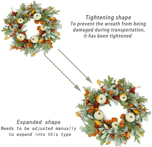 Fall Wreaths for Front Door Autumn Pumpkin Wreath for Home Decor, alternate view 6