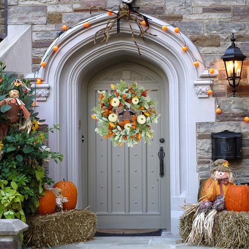 Fall Wreaths for Front Door Autumn Pumpkin Wreath for Home Decor, alternate view 7
