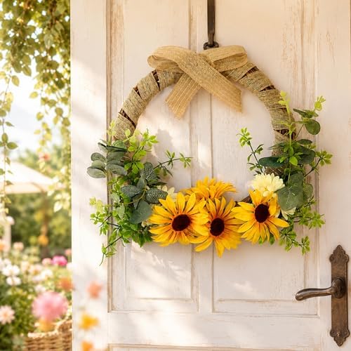Fall Wreaths for Front Door Autumn Sunflower Harvest Wreath Decoror, alternate view 4