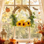 Fall Wreaths for Front Door Autumn Sunflower Harvest Wreath Decoror, alternate view 5