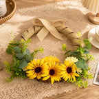 Fall Wreaths for Front Door Autumn Sunflower Harvest Wreath Decoror, alternate view 7
