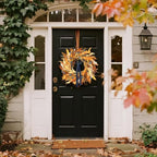 Fall Wreaths for Front Door Outside with Blue Bow, 24 Inch, alternate view 6