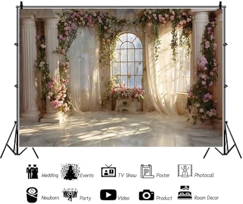 Fantasy Castle Backdrops for Wedding 9x6ft Princess Boudoir House Backdrop Windowsills Roman Column Photography, alternate