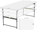 FanttikOutdoor Folding Table Plastic 6ft Quick Adjust 3-Height Picnic Party