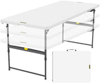 FanttikOutdoor Folding Table Plastic 6ft Quick Adjust 3-Height Picnic Party