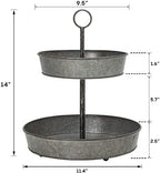 Farmhouse 2 Tiered Galvanized Serving Tray Stand with Carry Handle in Coffee, alternate view 3