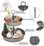 Farmhouse 2 Tiered Galvanized Serving Tray Stand with Carry Handle in Coffee, alternate view 4