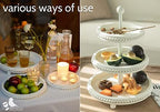 Farmhouse 3 Tier Tray, White Three Tiered Tray Wood Stand with Shabby Chic Beaded for Home & Kitchen or Coffee, alternate