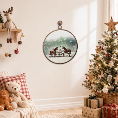 Farmhouse Christmas Horse Round Framed Wall Art 10"x10", alternate view 6