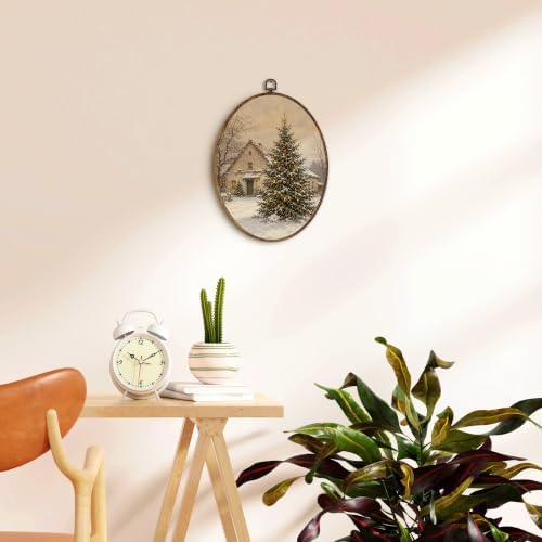 Farmhouse Christmas Tree Winter Oval Wall Art 8.5x11.5in, alternate view 2