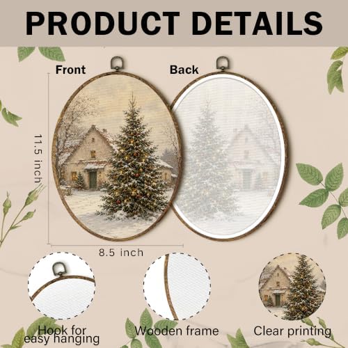 Farmhouse Christmas Tree Winter Oval Wall Art 8.5x11.5in, alternate view 7