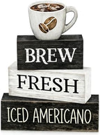 Farmhouse Coffee Table Decor, 4pcs Coffee Bar Sign Decor