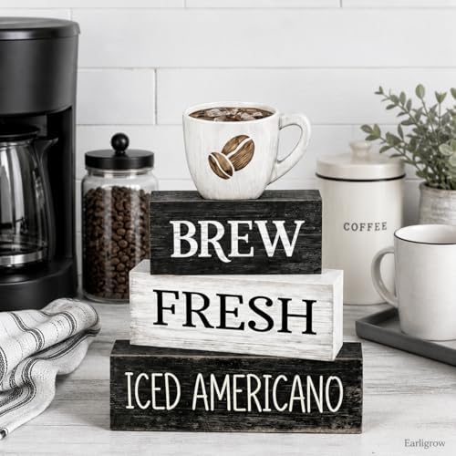 Farmhouse Coffee Table Decor, 4pcs Coffee Bar Sign Decor, alternate view 4