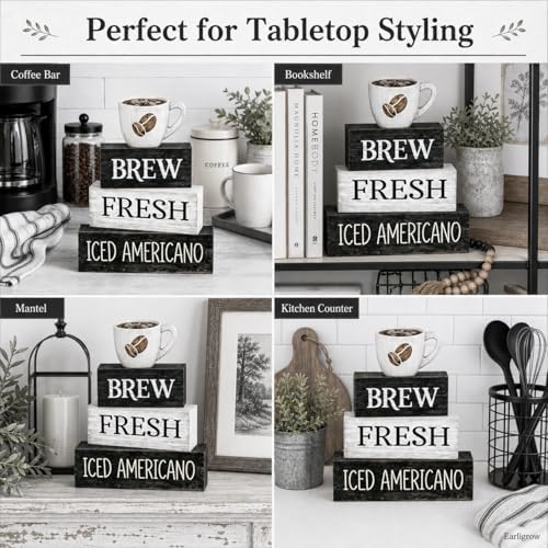 Farmhouse Coffee Table Decor, 4pcs Coffee Bar Sign Decor, alternate view 5