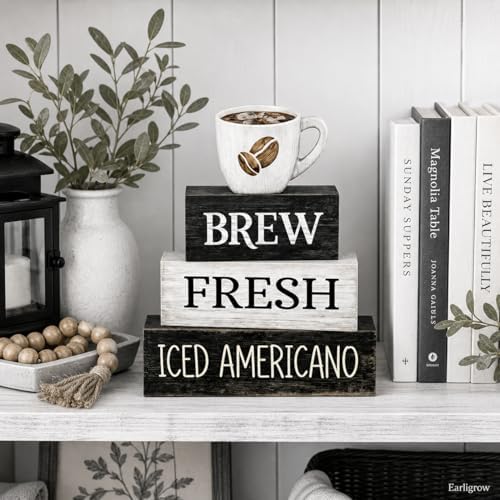 Farmhouse Coffee Table Decor, 4pcs Coffee Bar Sign Decor, alternate view 7