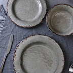 Farmhouse Melamine Dishes Dinnerware Set, Kitchen Dining Set for 4 in Warm Gray, alternate view 5