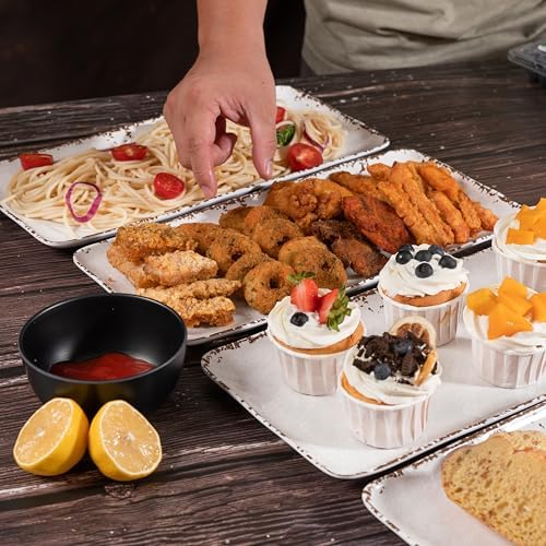 Farmhouse Rustic 14" x 7" White Serving platter/Tray, Set of 4 in Extra-Large (14 Inches Or More) in Farmhouse, alternate