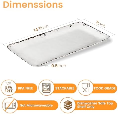 Farmhouse Rustic 14" x 7" White Serving platter/Tray, Set of 4 in Extra-Large (14 Inches Or More) in Farmhouse, alternate