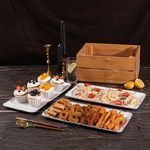 Farmhouse Rustic 14" x 7" White Serving platter/Tray, Set of 4 in Extra-Large (14 Inches Or More) in Farmhouse, alternate