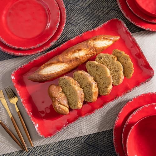 Farmhouse Rustic Melamine Serving Platters, set of 2, 17" x 10" in Large in Red, alternate view 2