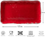 Farmhouse Rustic Melamine Serving Platters, set of 2, 17" x 10" in Large in Red, alternate view 3