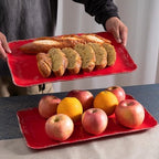 Farmhouse Rustic Melamine Serving Platters, set of 2, 17" x 10" in Large in Red, alternate view 4