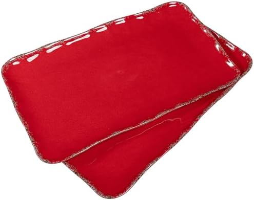Farmhouse Rustic Melamine Serving Platters, set of 2, 17" x 10" in Large in Red, alternate view 6