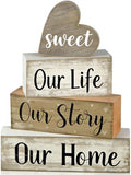 Farmhouse Table Decor, 4pcs Our Life Our Story Our Home Decor