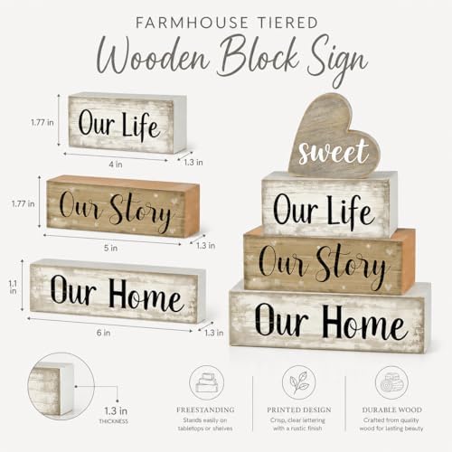 Farmhouse Table Decor, 4pcs Our Life Our Story Our Home Decor, alternate view 2