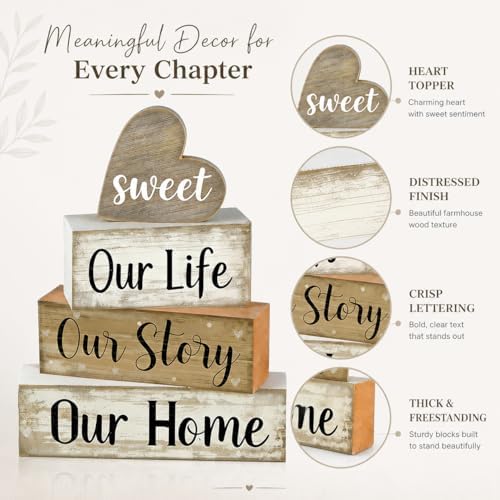 Farmhouse Table Decor, 4pcs Our Life Our Story Our Home Decor, alternate view 3