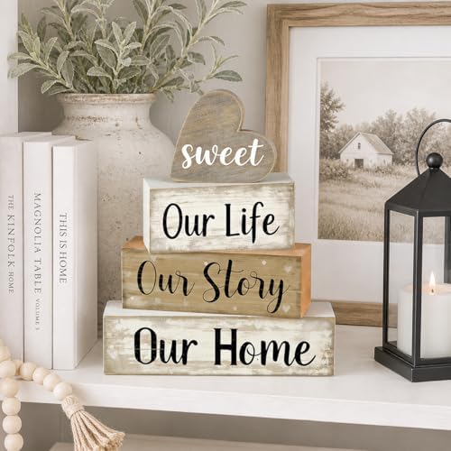 Farmhouse Table Decor, 4pcs Our Life Our Story Our Home Decor, alternate view 5