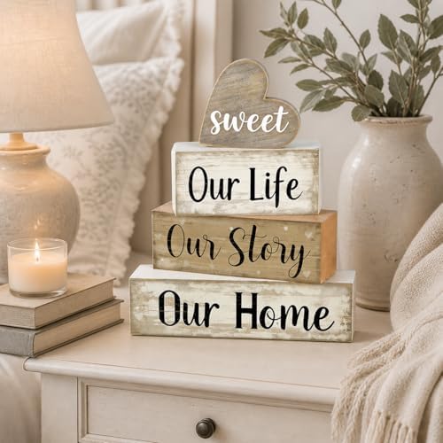 Farmhouse Table Decor, 4pcs Our Life Our Story Our Home Decor, alternate view 6
