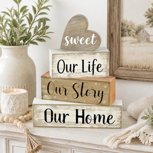 Farmhouse Table Decor, 4pcs Our Life Our Story Our Home Decor, alternate view 7