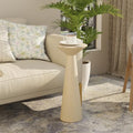 Farmhouse Tall Pedestal End Table, Solid Wood, Distressed Wood Grey