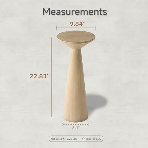 Farmhouse Tall Pedestal End Table, Solid Wood, Distressed Wood Grey, alternate view 2