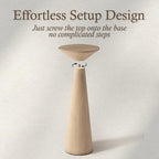 Farmhouse Tall Pedestal End Table, Solid Wood, Distressed Wood Grey, alternate view 4
