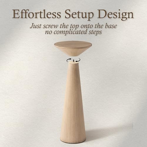 Farmhouse Tall Pedestal End Table, Solid Wood, Distressed Wood Grey, alternate view 4