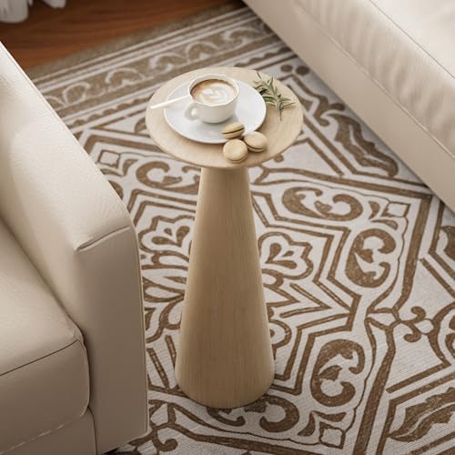 Farmhouse Tall Pedestal End Table, Solid Wood, Distressed Wood Grey, alternate view 6