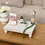 Farmhouse Wood Riser for Display Decorative, Rustic Shabby Chic Tray for Kitchen Counter, Coffee Bar Table, alternate view 2