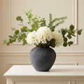 Faux Arrangement - Eucalyptus & White Hydrangea Flowers, Large Artificial Floral Greenery Centerpieces for