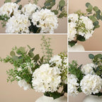 Faux Arrangement - Eucalyptus & White Hydrangea Flowers, Large Artificial Floral Greenery Centerpieces for, alternate view 4