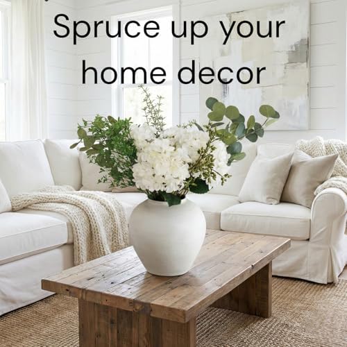 Faux Arrangement - Eucalyptus & White Hydrangea Flowers, Large Artificial Floral Greenery Centerpieces for, alternate view 5