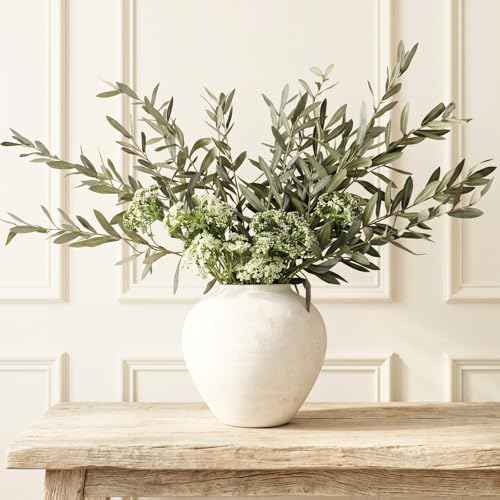 Faux Arrangement - Olive Branches & White Berry, Greenery Stems For Vase in Olive & Berry