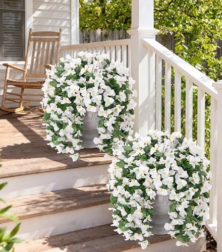 Faux Bougainvillea Artificial Flowers for Outdoors Fake Plants Outside Decoration, 2 PCS White Faux Flowers UV, alternate