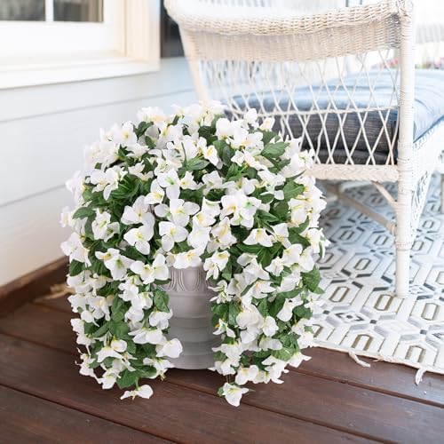 Faux Bougainvillea Artificial Flowers for Outdoors Fake Plants Outside Decoration, 2 PCS White Faux Flowers UV, alternate