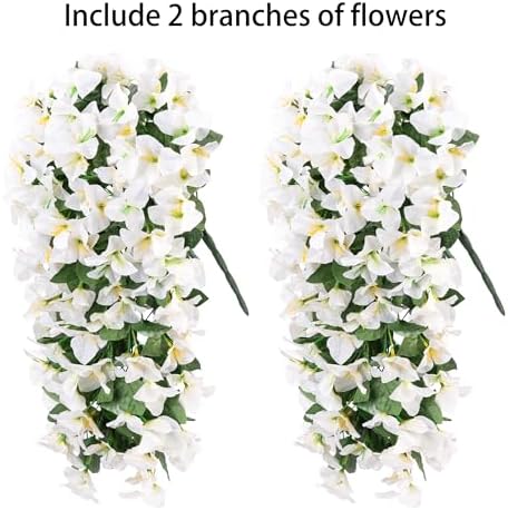 Faux Bougainvillea Artificial Flowers for Outdoors Fake Plants Outside Decoration, 2 PCS White Faux Flowers UV, alternate