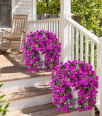 Faux Bougainvillea Artificial Flowers Plants for Outdoors Outside Decoration, 2 pcs Purple Fake Flowers UV, alternate view 2
