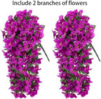 Faux Bougainvillea Artificial Flowers Plants for Outdoors Outside Decoration, 2 pcs Purple Fake Flowers UV, alternate view 5