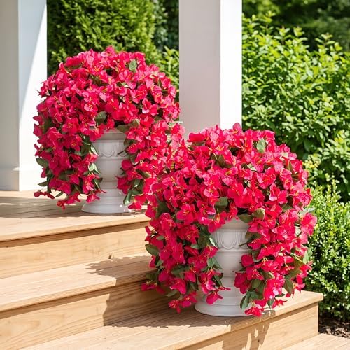Faux Bougainvillea Artificial Flowers Plants for Outdoors Outside Decoration, 2 PCS Fake Flowers Silk Long, alternate view 2